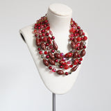 "Rouge Murano" Vintage 1950's Red Glass Multi-strand Necklace