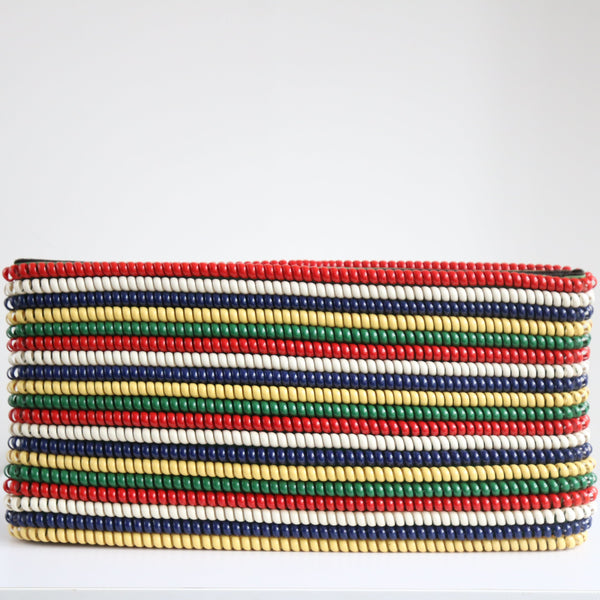 "Telephone Clutch" Vintage 1940's Multi-Coloured Telephone Cord Large Clutch Bag