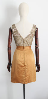 "Pink Sequins & Satin" Vintage 1950's Satin & Beadwork Silk Ceil Chapman Dress UK 6 US 2