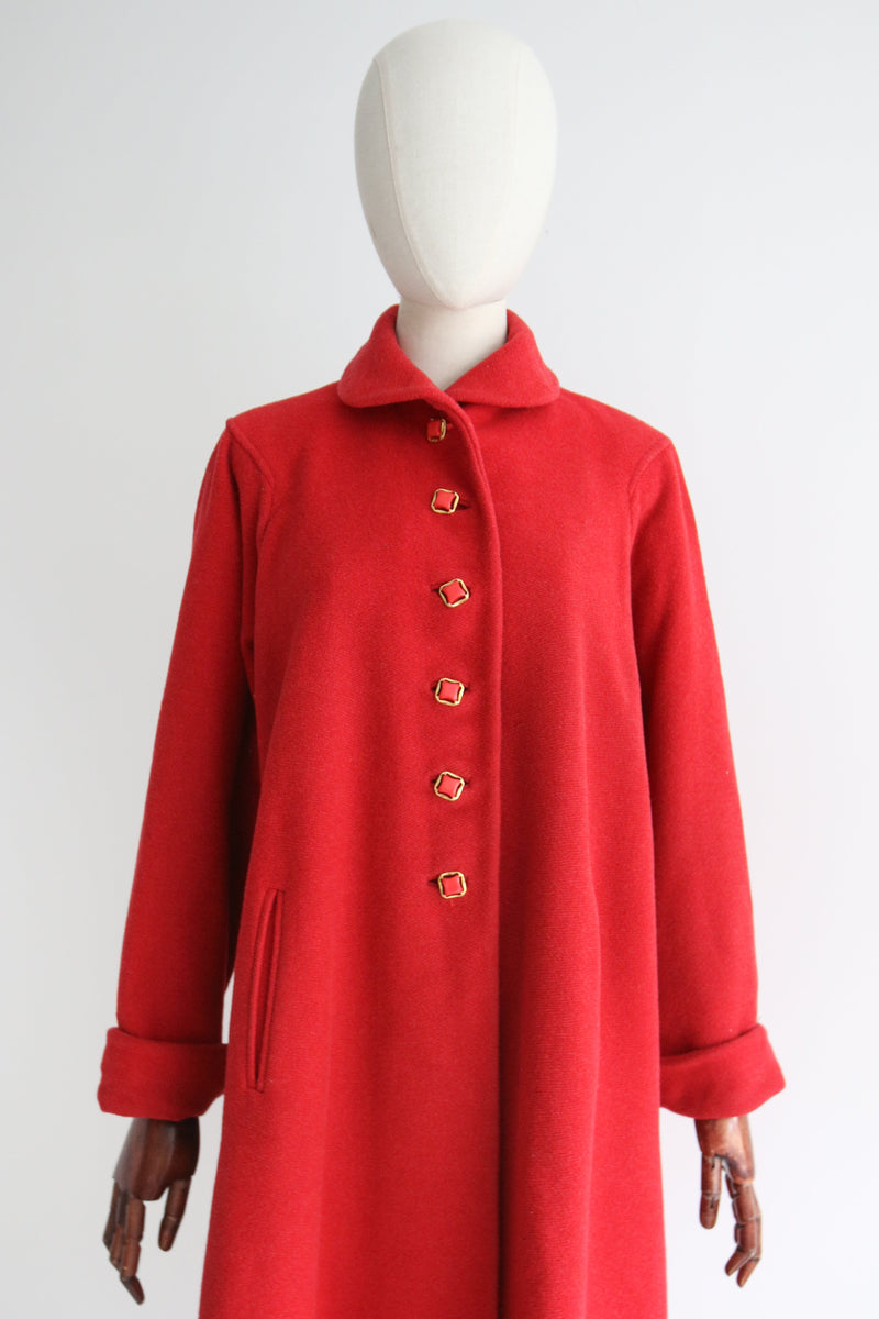 "Coral Pink Wool" Vintage 1940's Coral Pink Wool Coat  UK 12-14 US 8-10