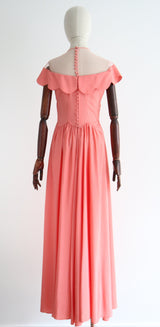 "Sweet Coral Pink" Vintage 1930's Coral Pink Scallop Detail Dress UK 10 US 6
