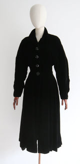 "La Nuit" Vintage 1940's Black Velvet Princess Coat UK 10 US 6