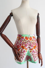 "Anne Rubin" Vintage 1960's Pure Silk Floral Shorts UK 8 US 4