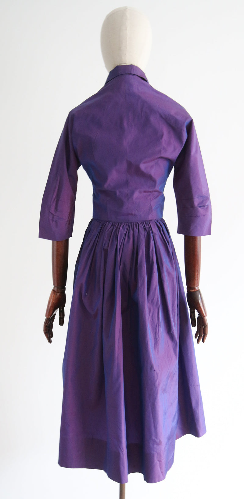 "French Violet Taffeta" Vintage 1950's French Violet Taffeta Silk Dress & Jacket UK 6 US 2