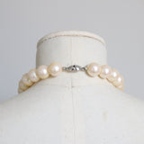 "Pearlescent Droplets" Vintage 1950's Pearl & Rhinestone Necklace