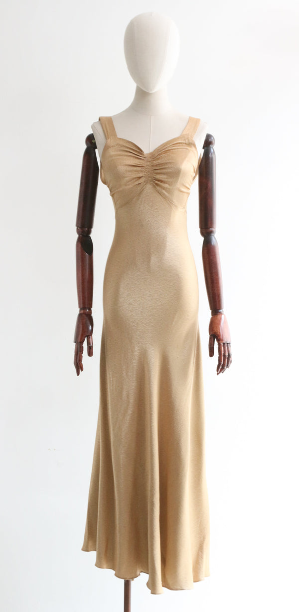 "Just Gold" Vintage 1930's Gold Satin Dress & Jacket UK 6-8 US 2-4