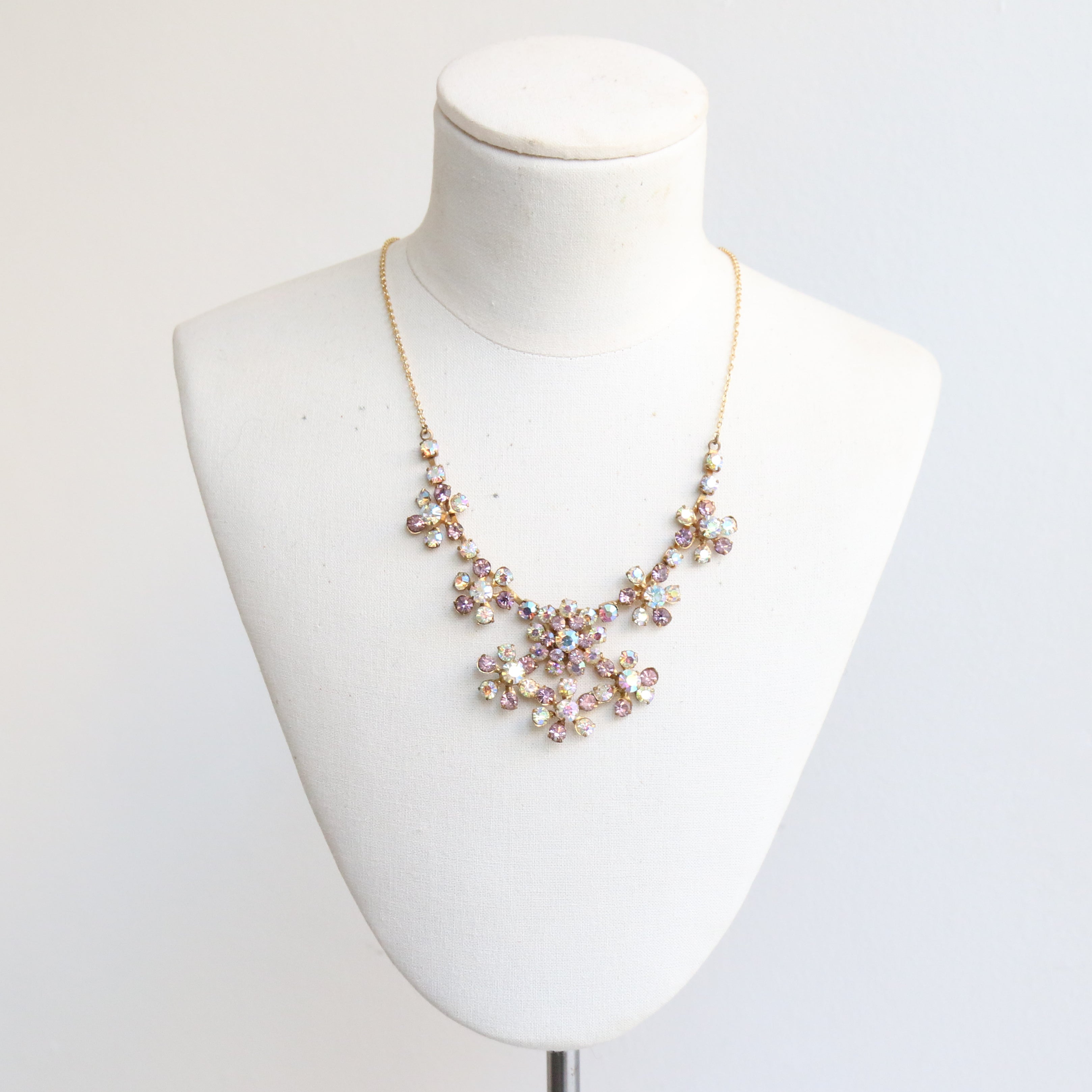 Vintage 1950's Necklace Original Vintage 1950's Rhinestone Necklace 1950s Lilac Necklace Purple Paste Rhinestone Necklace Original Fifties