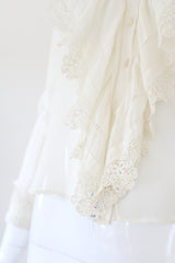 "Embroidered Cotton" Antique Edwardian White Cotton Embroidered Blouse UK 8 US 4