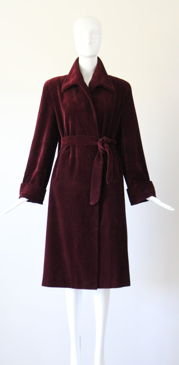 "Burgundy Cord" Vintage 1940's Burgundy Cord Coat UK 10-14 US 6-10