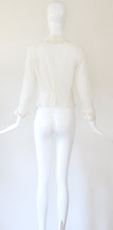 "Embroidered Cotton" Antique Edwardian White Cotton Embroidered Blouse UK 8 US 4
