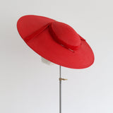 "Pillar Box Red" Vintage 1950's Red Straw & Velvet Sun Hat