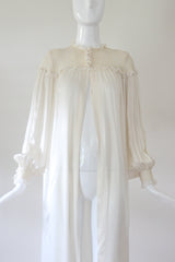 "Lace & Smocking Stiches" Vintage 1940's Ivory Lace Smocking Stitch Robe UK 10-12 US 6-8