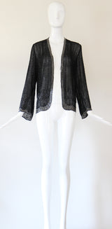 "Midnight Serenade" Vintage 1920's Black & Silver Scalloped Beaded Jacket UK 10-12 US 6-8