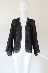 "Midnight Serenade" Vintage 1920's Black & Silver Scalloped Beaded Jacket UK 10-12 US 6-8
