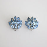 "Frosted Petals" Vintage 1950's Ice Blue Weiss Clip On Earrings