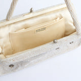 "Rhinestone Ripples" Vintage 1950's Ivory Bead & Rhinestone Handbag
