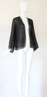 "Midnight Serenade" Vintage 1920's Black & Silver Scalloped Beaded Jacket UK 10-12 US 6-8