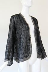 "Midnight Serenade" Vintage 1920's Black & Silver Scalloped Beaded Jacket UK 10-12 US 6-8