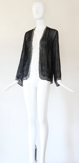 "Midnight Serenade" Vintage 1920's Black & Silver Scalloped Beaded Jacket UK 10-12 US 6-8