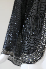 "Midnight Serenade" Vintage 1920's Black & Silver Scalloped Beaded Jacket UK 10-12 US 6-8