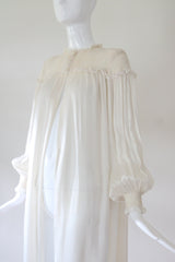 "Lace & Smocking Stiches" Vintage 1940's Ivory Lace Smocking Stitch Robe UK 10-12 US 6-8