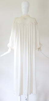 "Lace & Smocking Stiches" Vintage 1940's Ivory Lace Smocking Stitch Robe UK 10-12 US 6-8