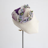 "Nightshade Florals" Vintage 1950's Purple Floral Bandeau Hat