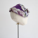 "Nightshade Florals" Vintage 1950's Purple Floral Bandeau Hat