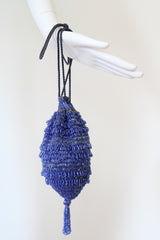 "Egyptian Blue Beads" Vintage 1920's Egyptian Blue Beaded Reticule Bag