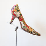 "Wildflower Set" Vintage 1950's Silk Wildflower Heels & Matching Handbag Set UK 5.5 EU 38.5 US 7.5