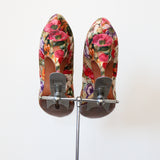 "Wildflower Set" Vintage 1950's Silk Wildflower Heels & Matching Handbag Set UK 5.5 EU 38.5 US 7.5