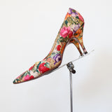 "Wildflower Set" Vintage 1950's Silk Wildflower Heels & Matching Handbag Set UK 5.5 EU 38.5 US 7.5