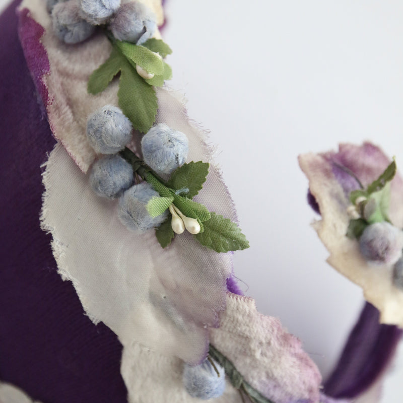 "Nightshade Florals" Vintage 1950's Purple Floral Bandeau Hat