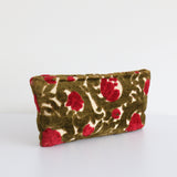 "Rouge Roses" Vintage 1960's Moss Green & Red Carpet Clutch Bag