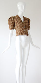 "Sheaves of Wheat" Vintage 1930's Brocade Jacket UK 8 US 4