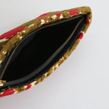 "Rouge Roses" Vintage 1960's Moss Green & Red Carpet Clutch Bag