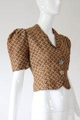 "Sheaves of Wheat" Vintage 1930's Brocade Jacket UK 8 US 4