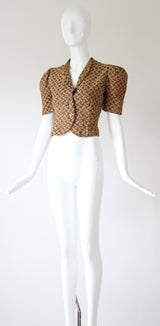 "Sheaves of Wheat" Vintage 1930's Brocade Jacket UK 8 US 4