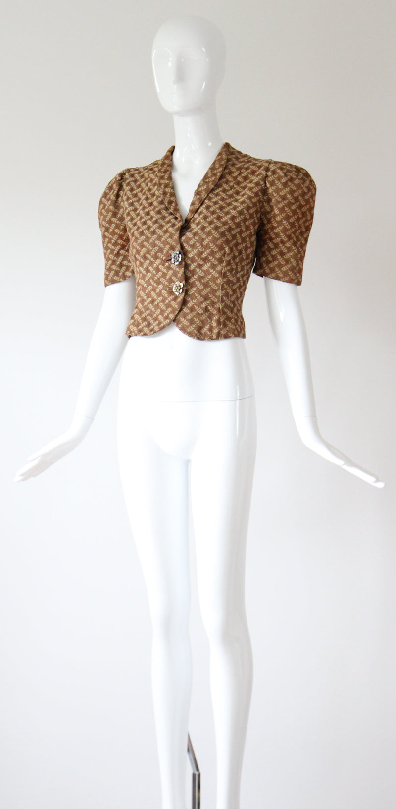 "Sheaves of Wheat" Vintage 1930's Brocade Jacket UK 8 US 4