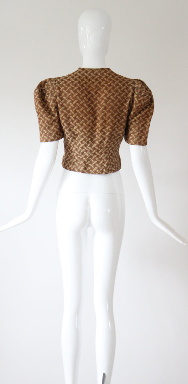 "Sheaves of Wheat" Vintage 1930's Brocade Jacket UK 8 US 4
