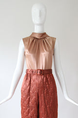 "Quilted Jumpsuit" Vintage 1960's Blush Palette Quilted Jumpsuit UK 8 US 4