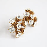 "Rhinestone Branches" Vintage 1950's Rhinestone Clip On Earrings