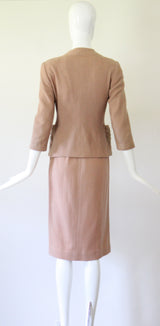 "Blush Soutache" Vintage 1940's Blush Wool Soutache Embellished Skirt Suit UK 6 US 2