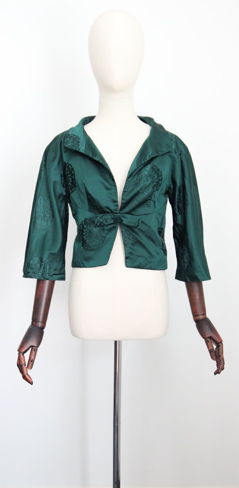 "Sacramento Green Satin" Vintage 1950's Sacramento Green Satin Jacket UK 6-8 US 2-4