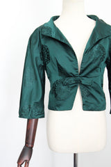 "Sacramento Green Satin" Vintage 1950's Sacramento Green Satin Jacket UK 6-8 US 2-4