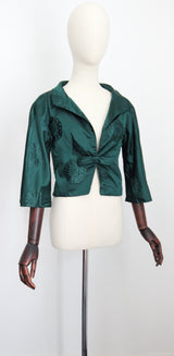 "Sacramento Green Satin" Vintage 1950's Sacramento Green Satin Jacket UK 6-8 US 2-4