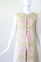 "Muted Silk Paisley" Vintage 1960's Silk Paisley Longline Waistcoat UK 12 US 8