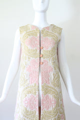 "Muted Silk Paisley" Vintage 1960's Silk Paisley Longline Waistcoat UK 12 US 8