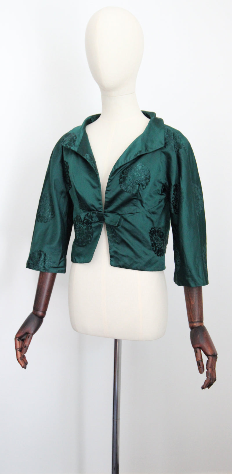 "Sacramento Green Satin" Vintage 1950's Sacramento Green Satin Jacket UK 6-8 US 2-4