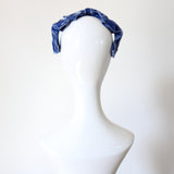 "Velvet Bows" Vintage 1950's Cerulean Blue Velvet Bow Bandeau Hat